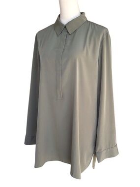 Chico’s Olive Green Buttoned Long Sleeve Blouse Chico’s Size 2- Large